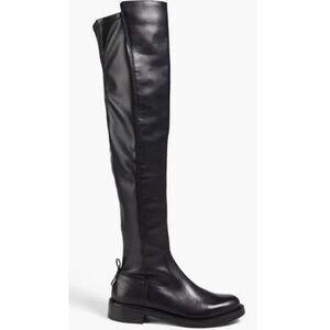 Sam Edelman Over The Knee Boots Size 7.5 Black Leather Narisa‎ Zip Up Block Heel